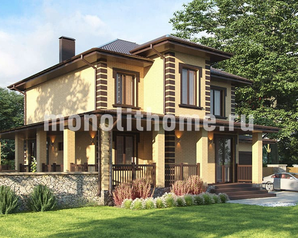 Дом из бетона Дионис-2 двухэтажный 15х15 – компания «Монолит-домстрой»